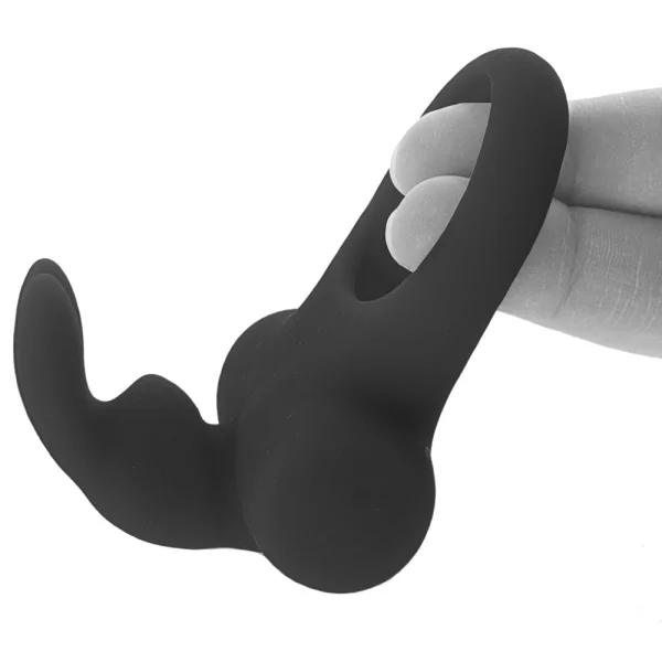 Ohhh Bunny Frisky Bunny Vibrating Cock Ring - Black Pearl
