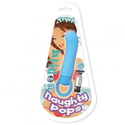 NAUGHTY POPS TRYST VIBRATOR 100 SILICONE BLUE WATERPROOF