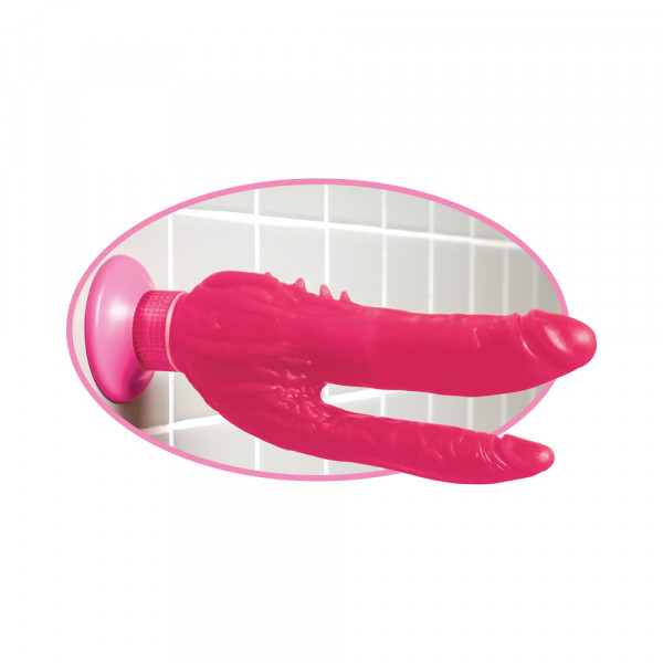 Waterproof Wall Bangers Double Penetrator Pink Suction Cup — image 4 of 11
