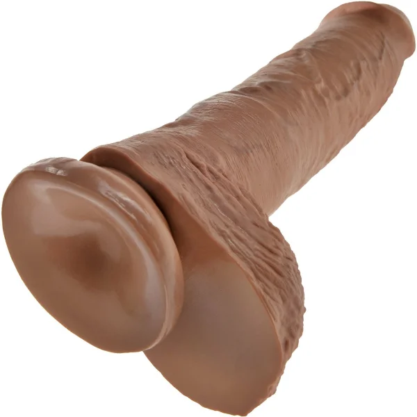 King Cock 10" Suction Cup Dildo With Balls - Caramel