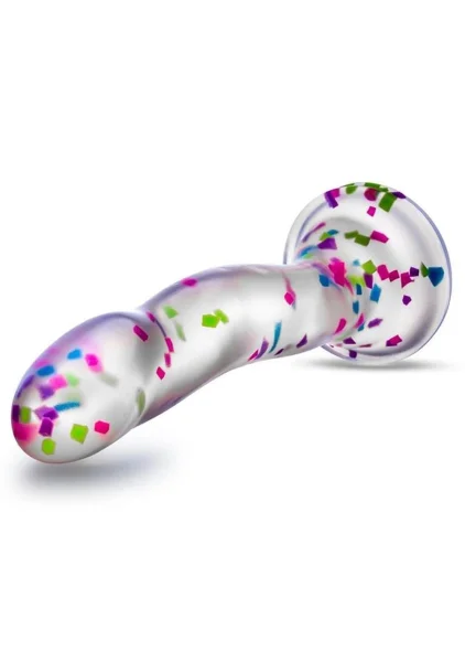 Neo Elite Hanky Panky Glow In The Dark 7.75" Silicone Suction Cup Dildo by Blush - Confetti