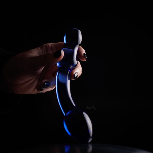 Superior Blue Glass Double-ended Dildo by Chrystalino