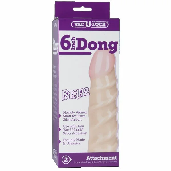 Vac-U-Lock Raging Hard-Ons 6" White Dong | Strap On Dildos — image 6 of 7