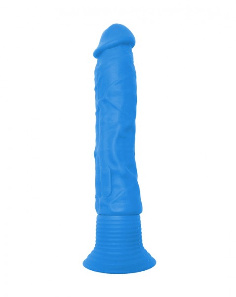 Neon Vibrating Suction Cup Dildo - Blue
