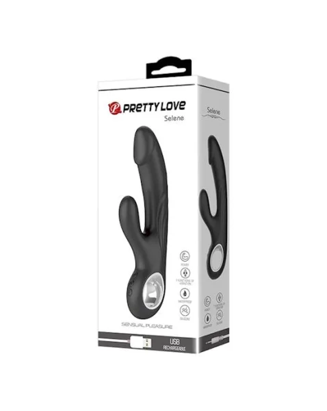 Selene Realistic Rabbit Vibe  - Black - 7.4 Inch