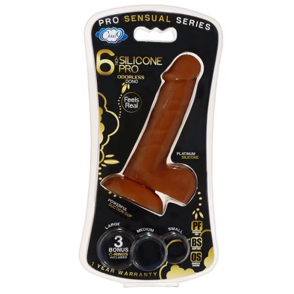 Cloud 9 Pro Sensual Premium Silicone 6 Inch Suction Cup Dildo - Chocolate