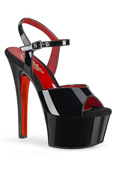 Pleaser Aspire 6" Black & Red Platform Sandal