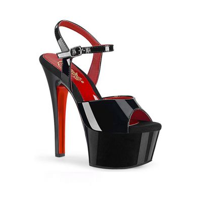 Pleaser Aspire 6 Black Red Platform Sandal