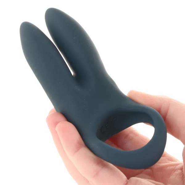 Sexy Bunny Rechargeable Silicone Vibrating Cock Ring by VeDO - Black Pearl
