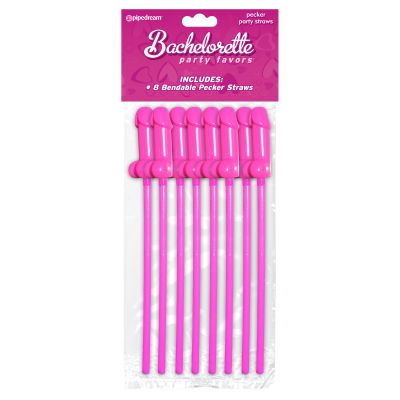 Bachelorette Party Favors Bendable Pecker Straws Pink Dicky Straws 8 Pack
