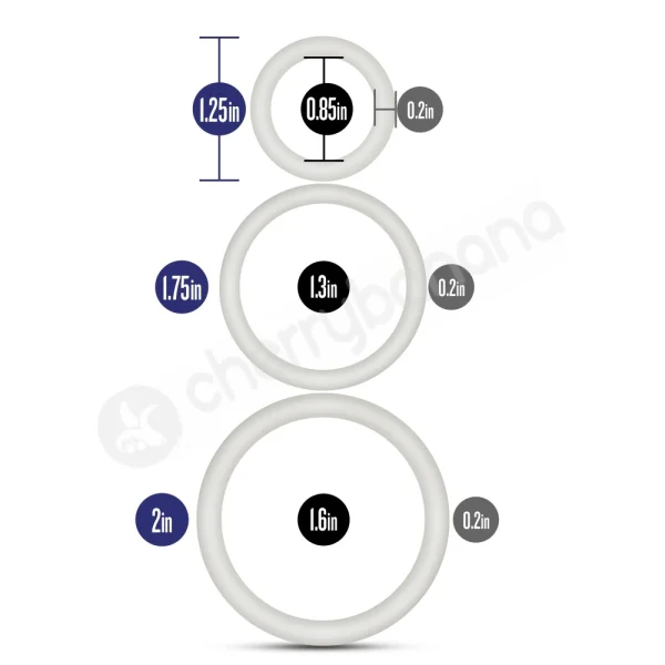 Performance VS4 Pure Premium Silicone White Cock Rings Mixed 3 Pack