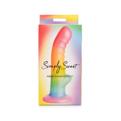 Realistic Dildos Simply Sweet Ribbed 6 5 In Silicone Dildo Rainbow