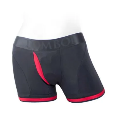Strap on Dildos Harnesses Spareparts Tomboii Nylon Boxer Briefs Harness Black red Size Xs
