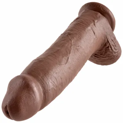 King Cock 12 Suction Cup Cock With Balls Chocolate