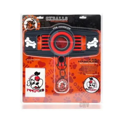 Oxballs Tail Handler Belt Strap With Pup Tail Silicone pvc Red