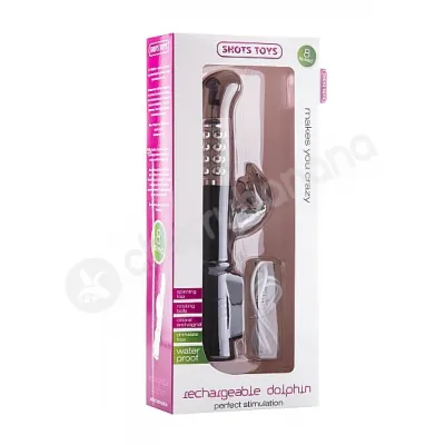 Shots Toys Black Rechargeable Dolphin Vibrator