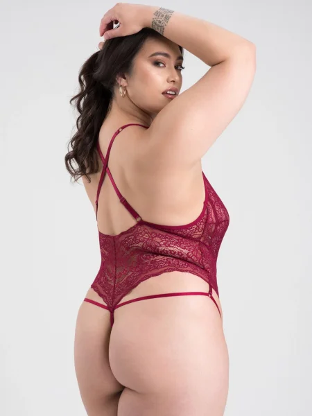 Lovehoney Plus Size Late Night Liaison Wine Crotchless Lace Teddy