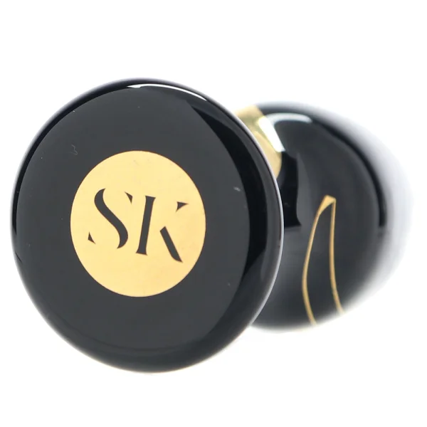 Secret Kisses Handblown Glass Anal Plug 4" - Black & Gold