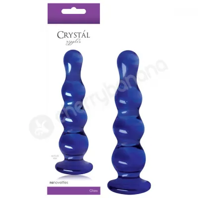 Crystal Ripples Blue Rippled Butt Plug