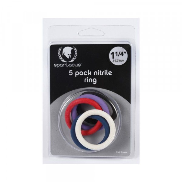 Rainbow Nitrile Cock Rings 5 Pack 1.25 inches