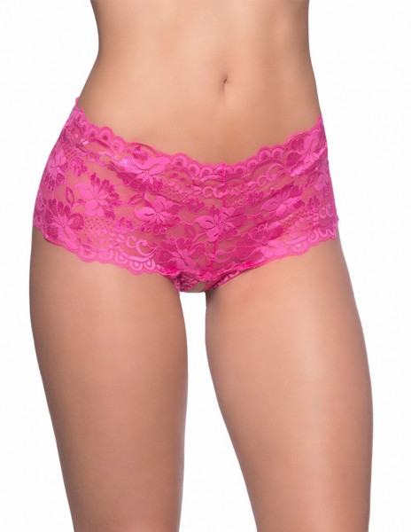 Oh La La Cheri Lace Crotchless Boyshort With Elastic Detail