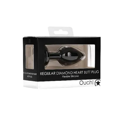 Diamond Heart Butt Plug Regular Black