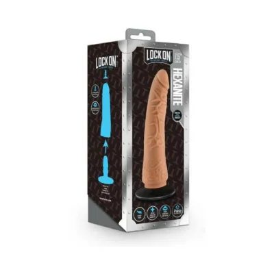 Lock On Hexanite Dildo With Suction Cup Adapter 7 5 In Mocha