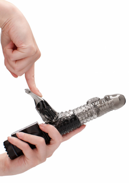 Vibrating Dolphin - Black - Rabbit Dildo