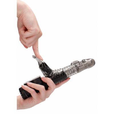 Vibrating Dolphin Black Rabbit Dildo
