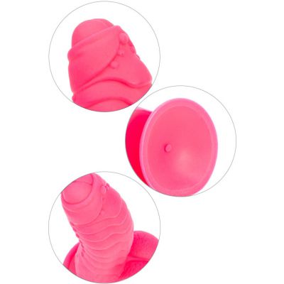 BMS Ribbed 7 Pink Silicone Dildo with Suction Base