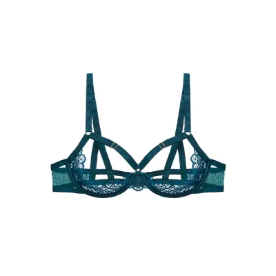 Dita Von Teese Von Follies Madame XXX Teal Quarter Cup Bra