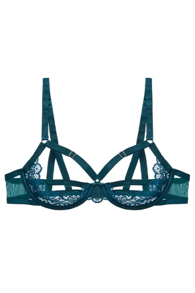 Dita Von Teese Von Follies Madame XXX Teal Quarter Cup Bra
