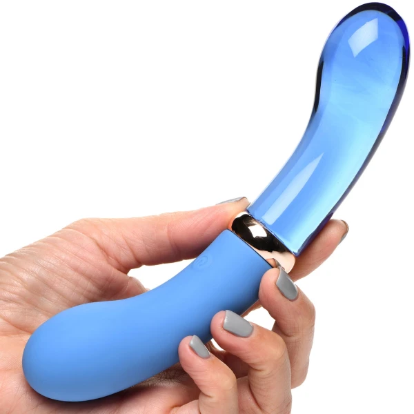Prisms Bleu Dual Ended Silicone and Glass G-Vibe