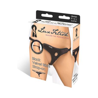 Lux Fetish Black Velvet Bikini Strap On O S