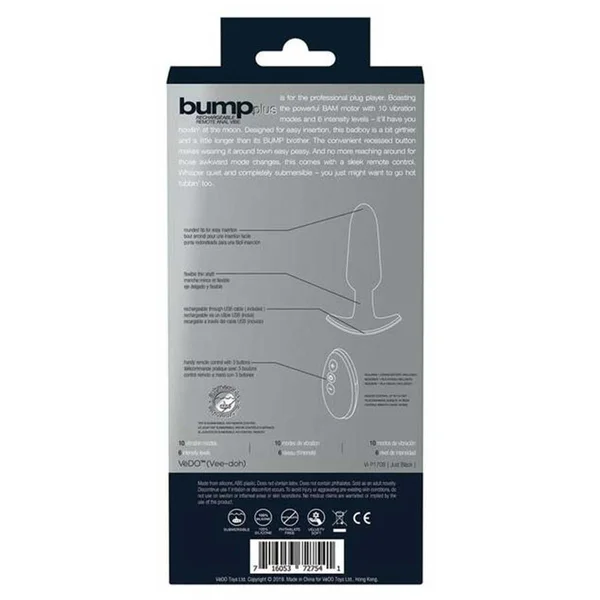 VeDO Bump Plus Rechargeable Vibrating Black Anal Plug — image 6 of 6