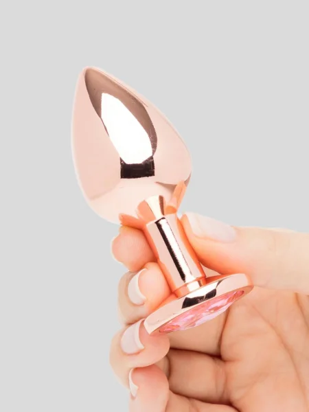 Rear Assets Medium Jewelled Rose Gold Metal Butt Plug 2.5 Inch