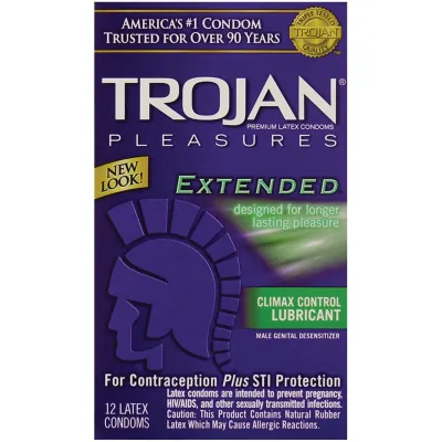 Trojan Extended Pleasure Condoms Box of 12