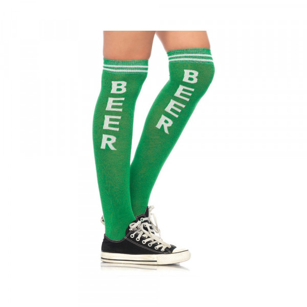 Beer Time Acrylic Athletic Socks O/S Green White