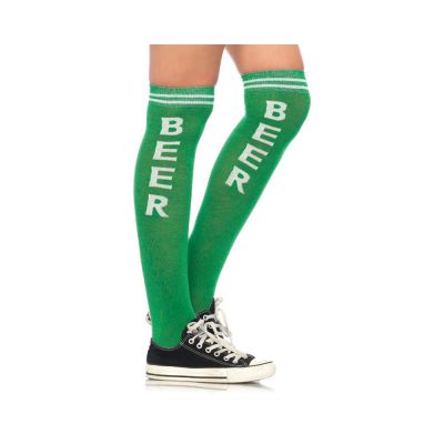Beer Time Acrylic Athletic Socks O S Green White