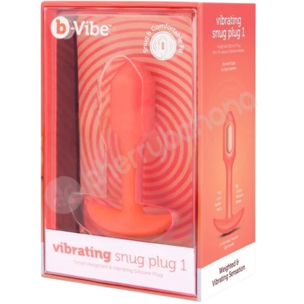 B-Vibe Orange Vibrating 3.4" Snug Plug 1 Weighted Butt Plug