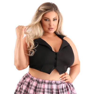 Black Collared Halter Top Queen Size