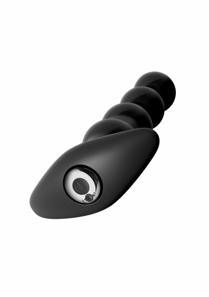 Rechargeable Anal Beads - Black - Cat Tail Butt Plug