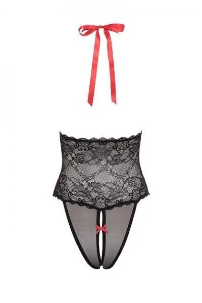 V Plunge Lace & Mesh Teddy Black OS — image 5 of 6