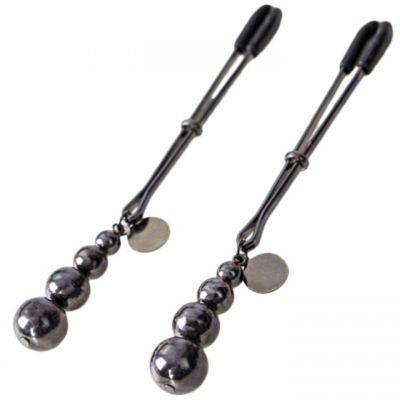 Bondara Gunmetal Beaded Tweezer Nipple Clamps