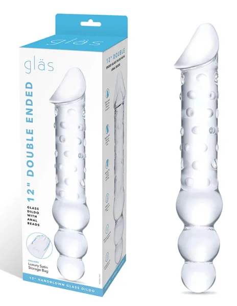 Glas 12" Double Ended Dildo with Beads