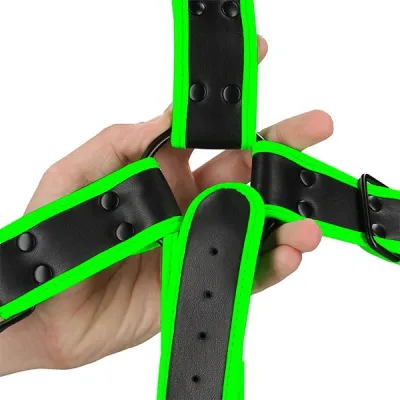 Ouch Glow In The Dark Bonded Leather Cross Armour Harness