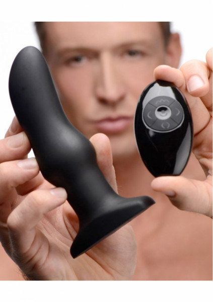 Model M Curved Rimming Plug - Black - Vibrating Anal Beads