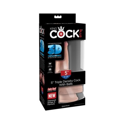 King Cock Triple Density 5 inches Dildo with Balls Beige