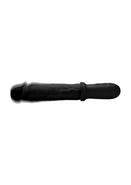 8X Auto Pounder Vibrating and Thrusting Dildo with Handle - Blac - Rabbit Dildo