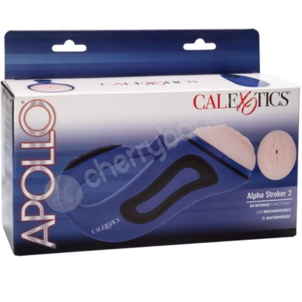 Apollo Alpha Stroker 2 30 Function Vibrating Blue Penis Masturbator